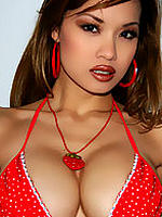 Francine Dee posing her hot body in her red bikini
